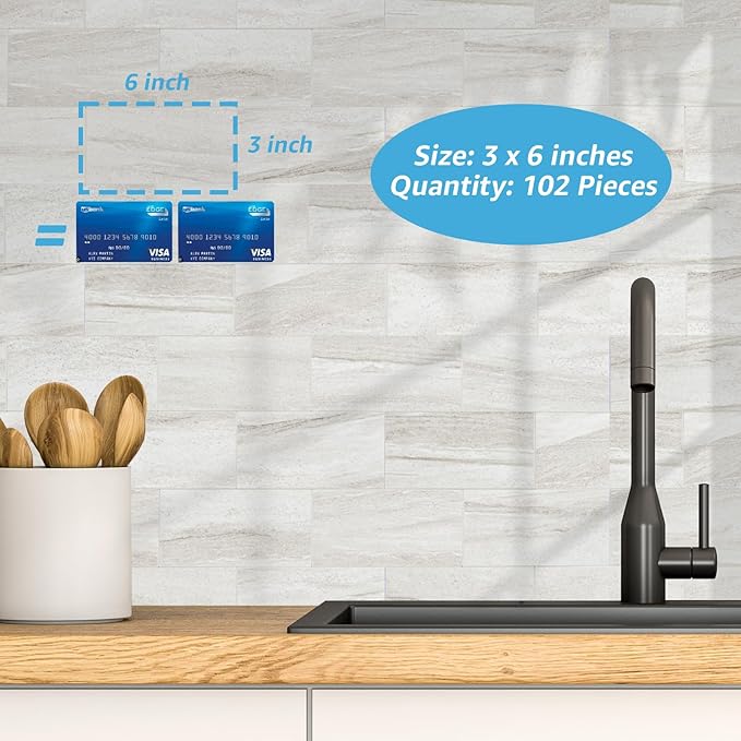 Art3d 102-Piece Faux Stone Peel and Stick Backsplash Tile, Waterproof Thick PVC - Image 5
