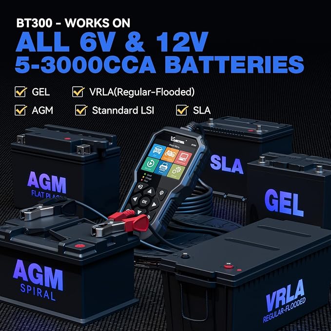 VDIAGTOOL BT300 Car Battery Tester 6V 12V, 5-3000 CCA Load Tester Starter - Image 3