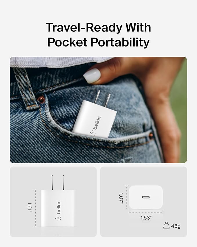 Belkin USB C Charger Block 20W, iPhone Charger Fast Charging - Image 4