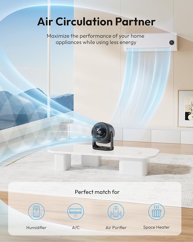 Gaiatop Desk Fan with Touch Control, 4000mAh Battery, 5 Speeds Ultra Quiet - Image 7