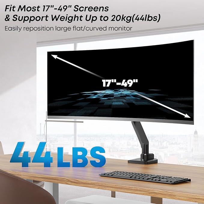 Premium Heavy Duty Monitor Arm for 17 to 49 inch Screens up to 44lbs, Fully - Image 2