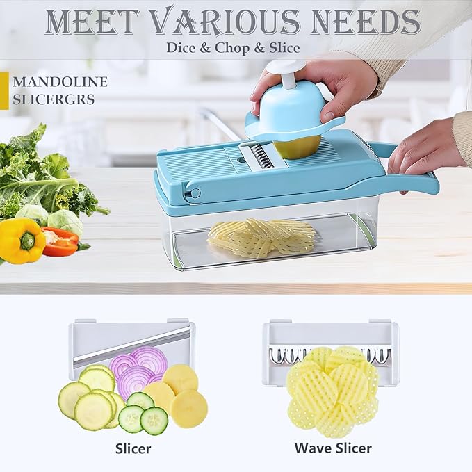 Pro-Series 16-in-1 Vegetable Chopper, Dewpeton Mandoline Slicer, Veggie Chopper - Image 4