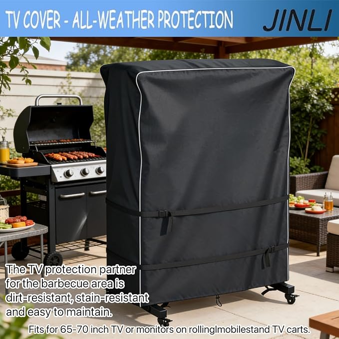 JINLI 65-70 inch outdoor TV trolley cover, courtyard TV cover, Oxford fabric - Image 4