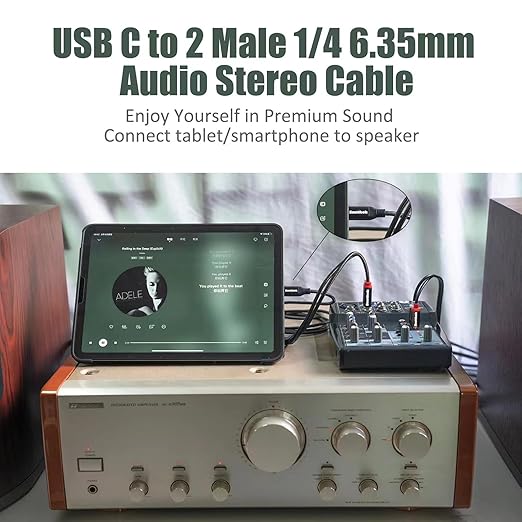 Smithok USB C to Dual 6.35mm 1/4 inch Stereo Splitter Y Cable, USB Type C to - Image 2