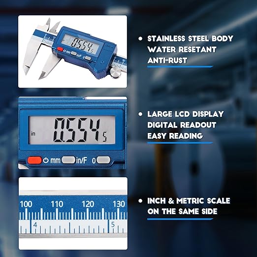 Dasqua 6” IP54 Digital Caliper, Stainless Steel Water-Resistant Precision - Image 5