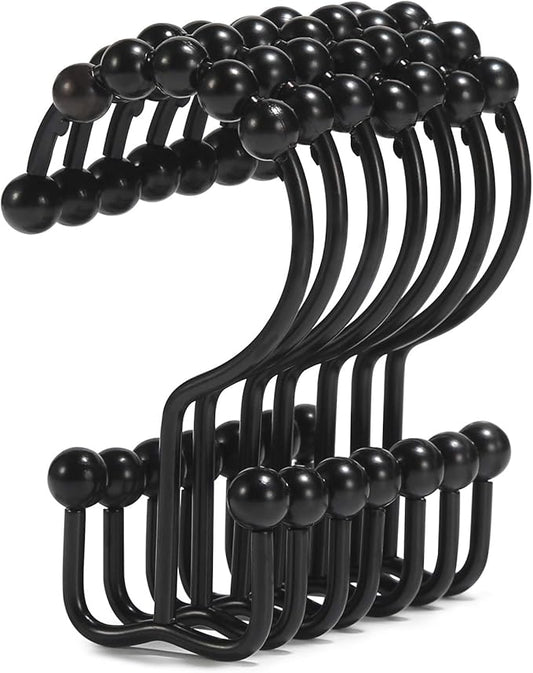 Shower Curtain Hooks, Goowin Shower Curtain Rings, Stainless Steel Black Shower by Goowin