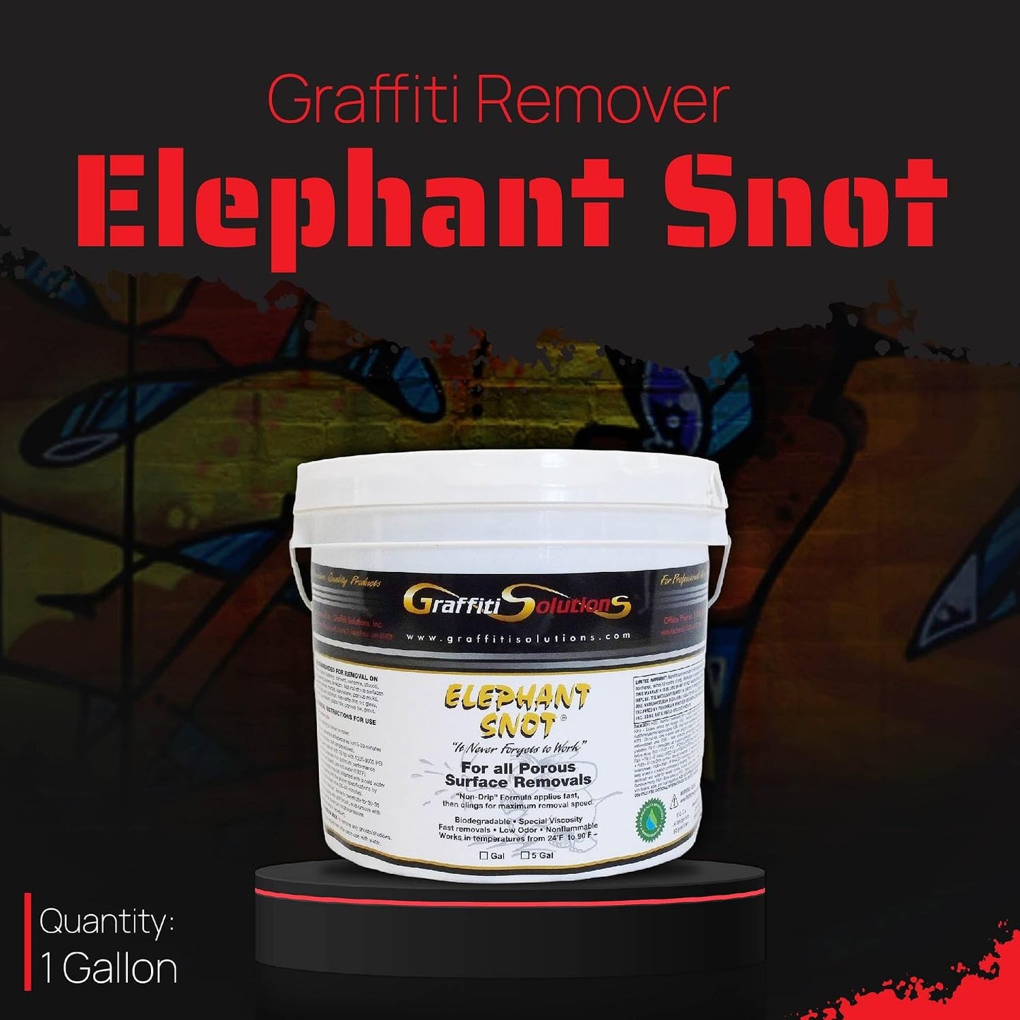 Elephant Snot Graffiti Remover (1 Gallon) | | Superior Biodegradable Formula for Rapid Graffiti Removal on Porous Surfaces | Trusted by Professionals