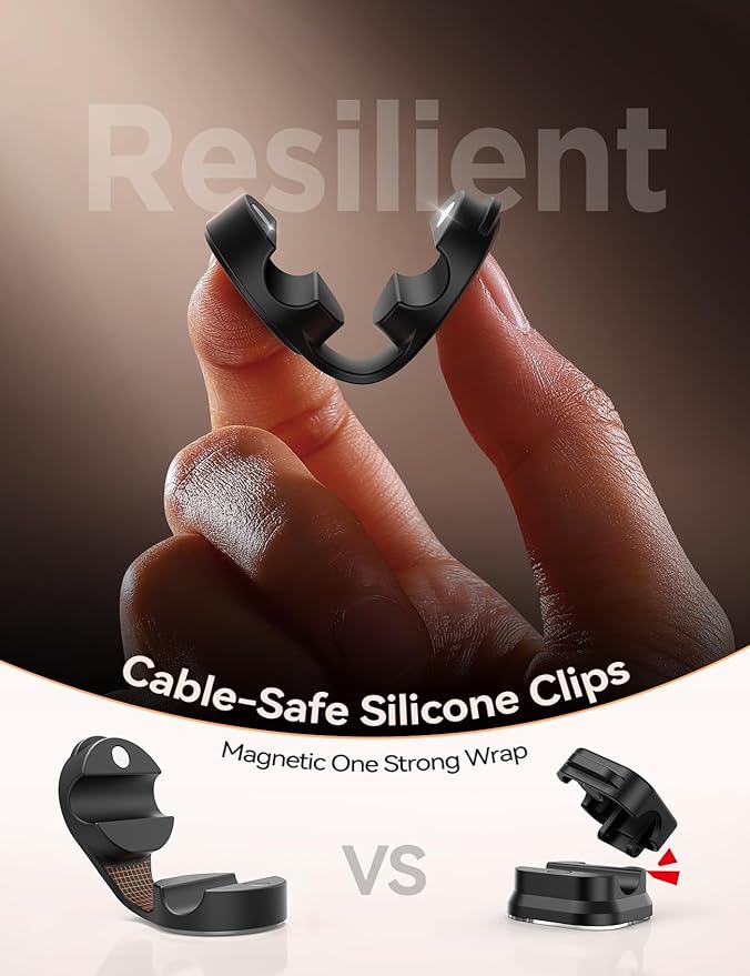 8-Pack Silicone Cord Organizer Magnetic Cable Clips, Adhesive Cable Management - Image 2