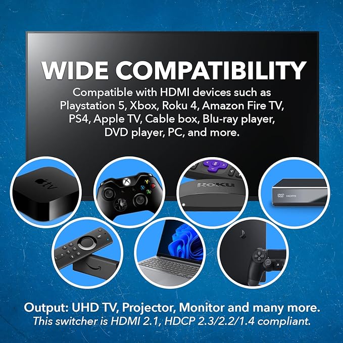 OREI 8K 4x1 HDMI 2.1 Switch 4K @ 120hz Switcher 4 in 1 Out, Support HDR - Image 8