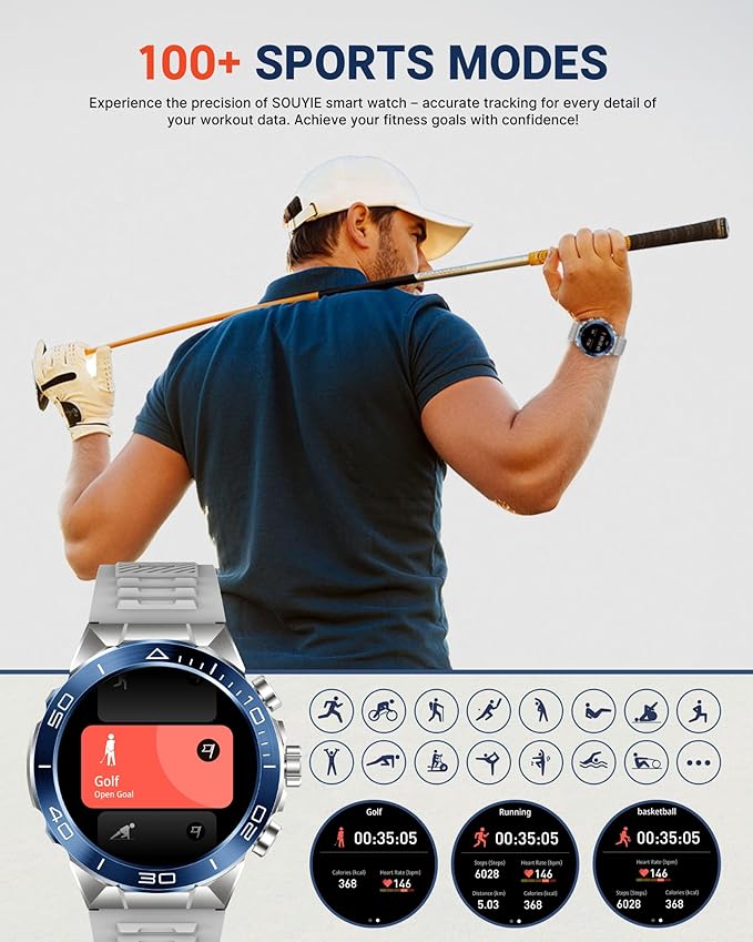 SOUYIE Smart Watch for Men, 1.43''AMOLED Screen - Image 5