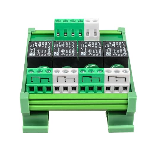 GUETNEU Relay Board, Relay Module 4 Channel 1 SPDT DIN Rail Mount 24V DC/AC - Image 3