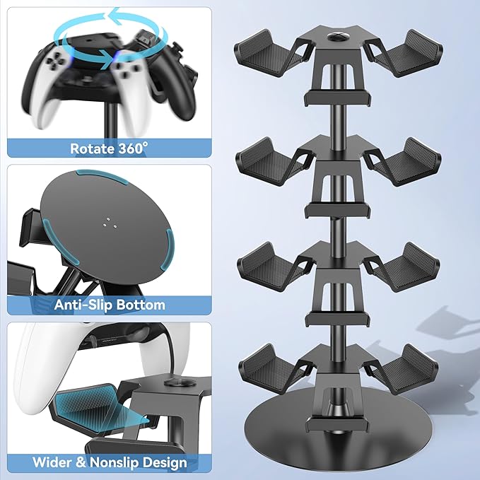 Headset Stand 4 Tiers for Desk, Rotatable Gaming Controller Stand for - Image 3
