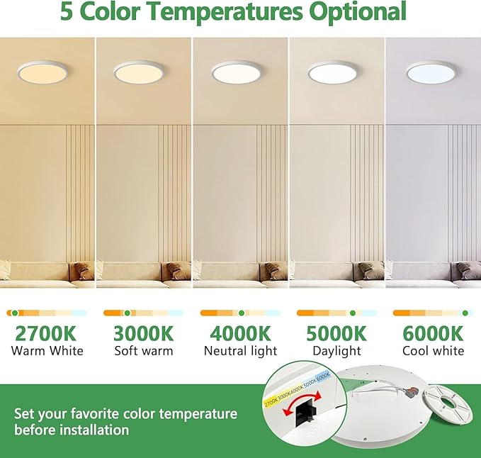 6PK 15.8 Inch Dimmable LED Flush Mount Ceiling Light, - Image 2