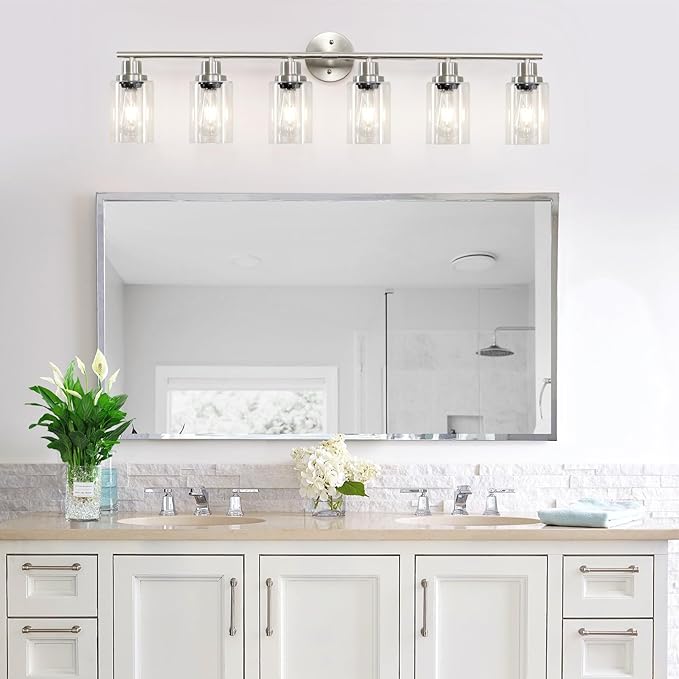Guliaofo 6-Light Nickel Bathroom Vanity Lights, E26 Modern Bathroom Light - Image 6