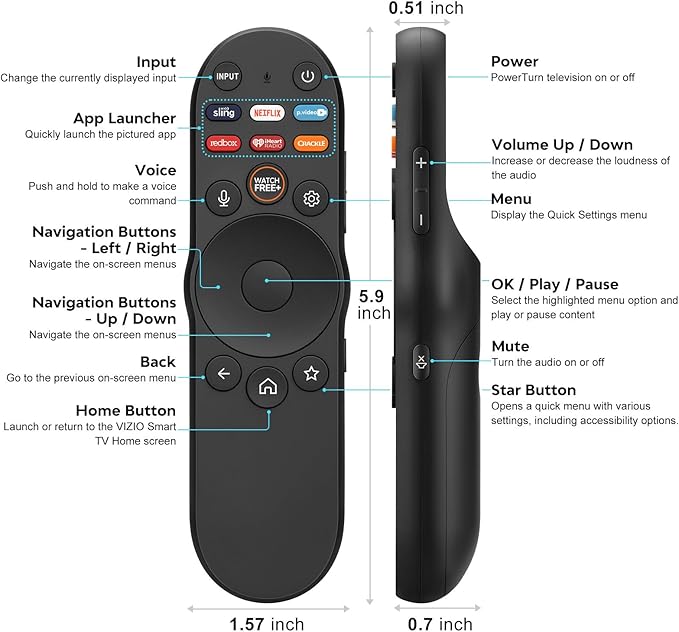 Replacement for VIZIO-Smart-TV-Remote - Image 7