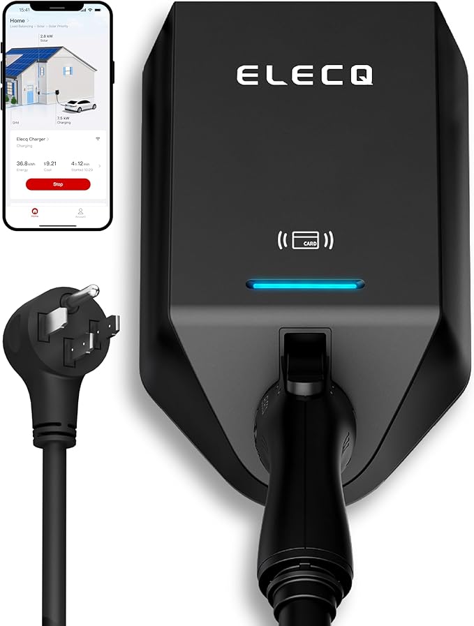 ELECQ Smart Level 2 EV Charger, Active Load Management, Solar EV Charging Mode by ELECQCharger