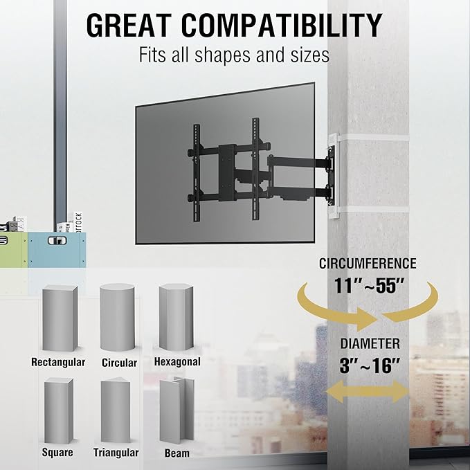 CondoMounts CLMTVA1144 Full Motion Small Pillar | Gazebo TV Mount | Round & - Image 3