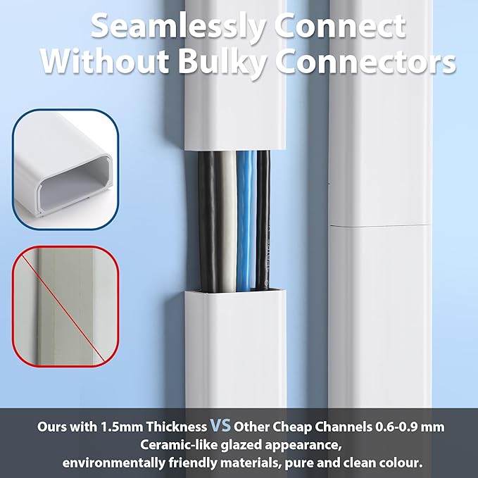ZhiYo Cord Covers for Wires on Wall 32in, Wire Covers for Cords, X-Large TV - Image 6