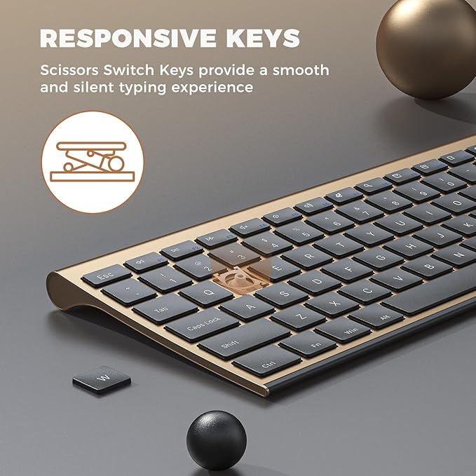 Wireless Keyboard and Mouse, Vssoplor 2.4GHz Rechargeable Compact Quiet - Image 4