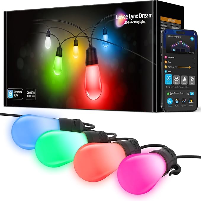 Govee Smart Outdoor String Lights H7016, 96ft RGBIC Outdoor Lights by Govee