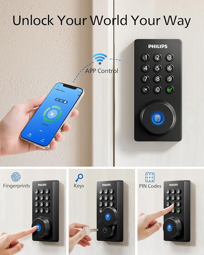 Philips Wi-Fi Door Lock, WiFi Smart Lock Keyless Entry Deadbolt - Image 2