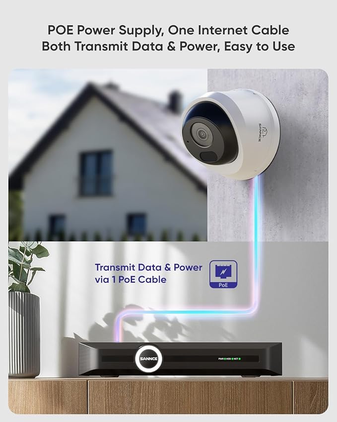 SANNCE 5MP HD PoE Dome Security Camera - 100ft Dual IR Night Vision - Image 3