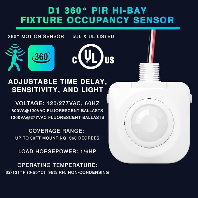 Everelectrix Single Pack Ceiling Occupancy Motion Sensor, Passive Infrared - Image 2