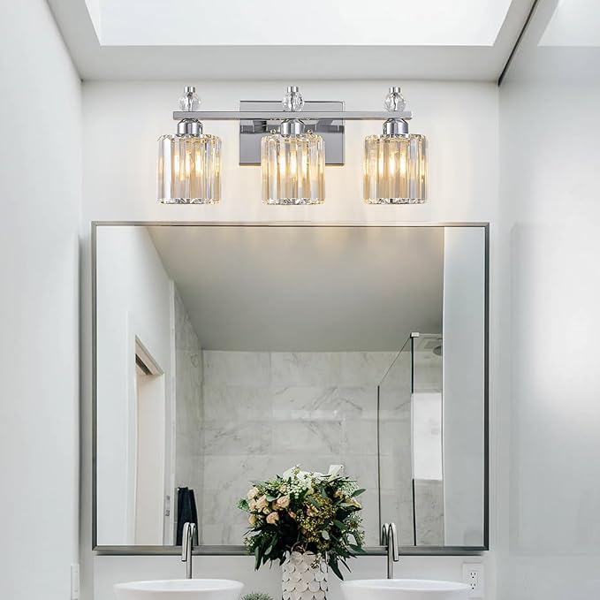 FDPBY Bathroom Vanity Lights 3-Light Chrome Modern Crystal Vanity Light - Image 6