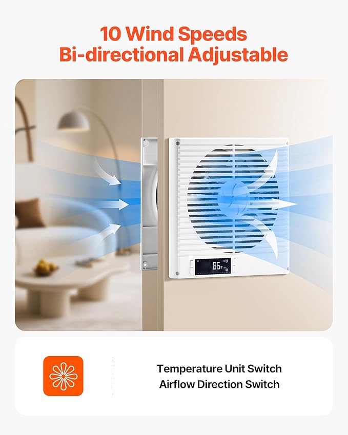 VEVOR Room to Room Fan, Two-Way Airflow Through-the-Wall Fan 8" - Image 3