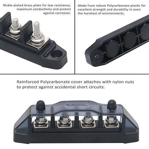 Recoil BBSPG4 Discrete 4 Position Barrier Strip Bus Bar 4 x M5 Studs Terminals - Image 5