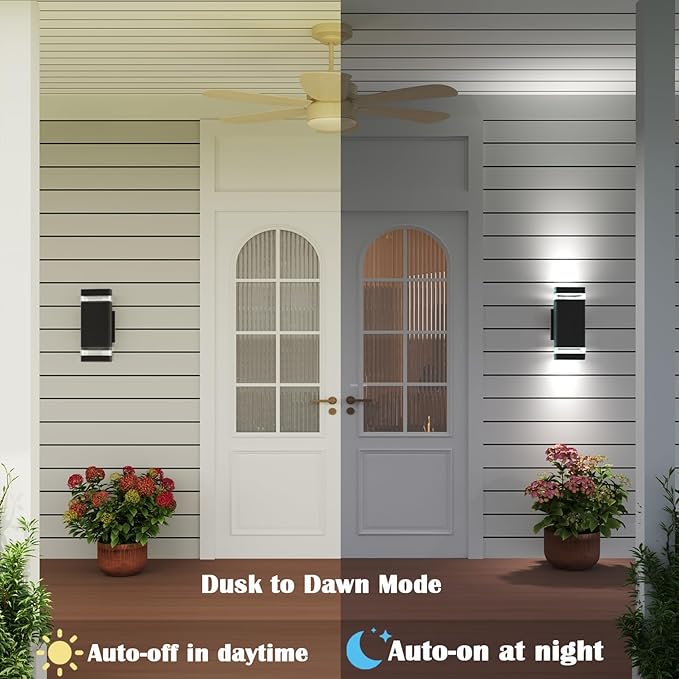rosykite Motion Sensor Outdoor Wall Lights, Dusk to Dawn Exterior Light Fixtures - Image 2