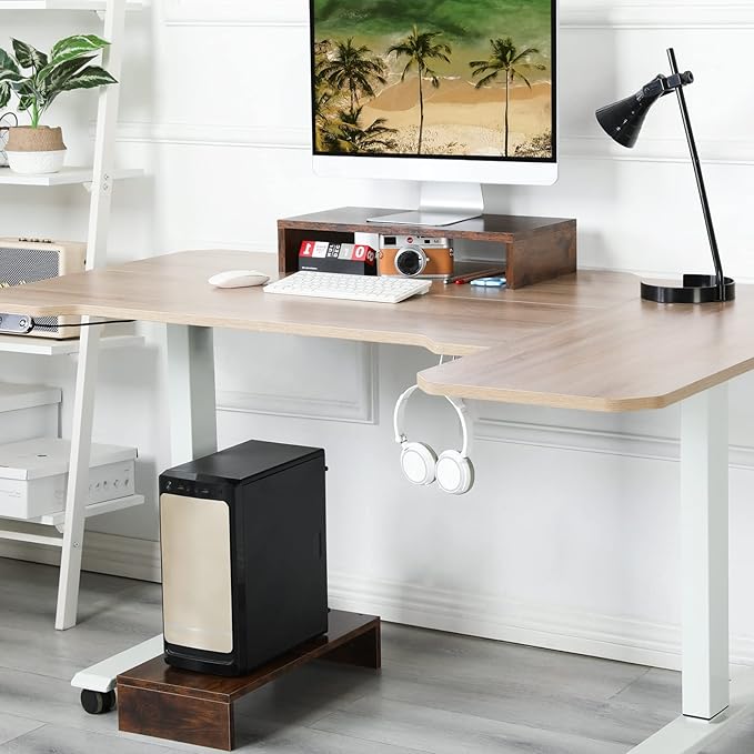TEAMIX 2 Pack Monitor Stand Riser-20 inch, Wooden Tabletop Shelf - Image 6