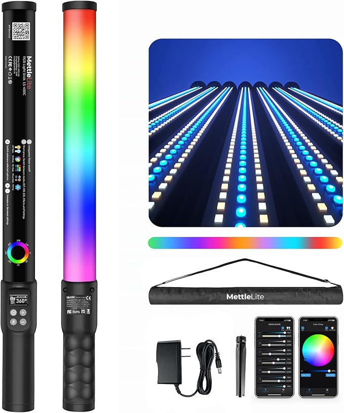Mettlelite LS400C RGB LED Light Stick Full Color Continuous Output Video Light by Mettlelite