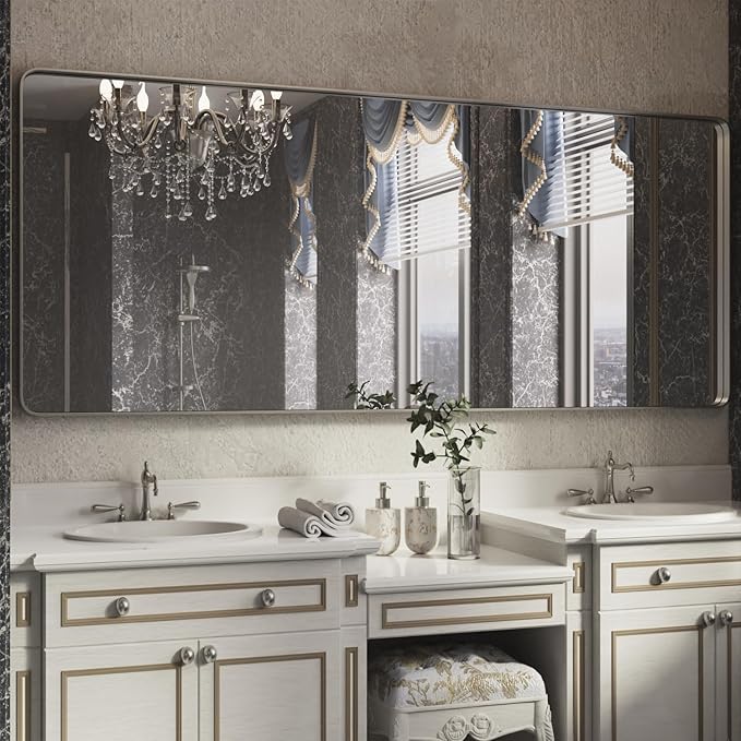 ISKM Large Silver Wall Mirror, 84 x 32 Inch Metal Silver Frame Mirror by ISKM-IStillKeepMovin