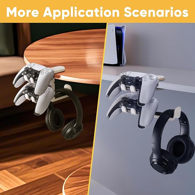 3-in-1 Under Desk Headphone Hanger - Image 5