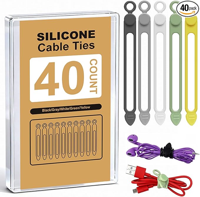 AUFORPET 40Pcs Silicone Cable Ties by AUFORPET