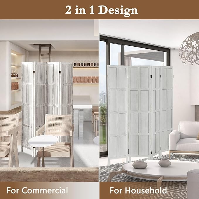 ALeesing 4 Panel Room Divider, 5.6Ft Wood Room Dividers and Folding Privacy - Image 7