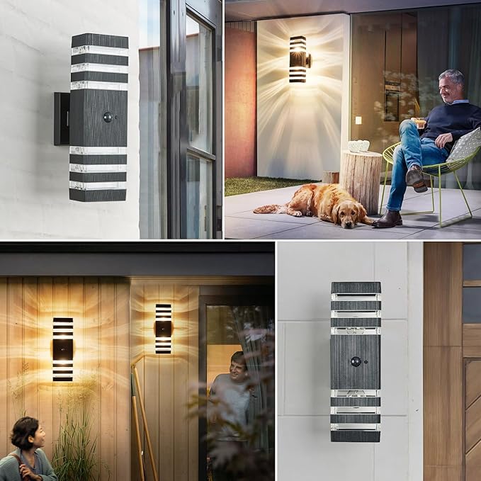 Delicavy Motion Sensor Outdoor Wall Light Fixture Up Down Porch Lights Modern - Image 6