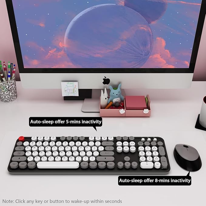 Wireless Keyboard and Mouse, KOOTOP Cute Keyboard and Mouse, 2.4G Wireless - Image 4