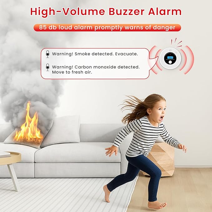 Alertlink 2-in-1 Smoke and Carbon Monoxide Detector Alarm, - Image 2