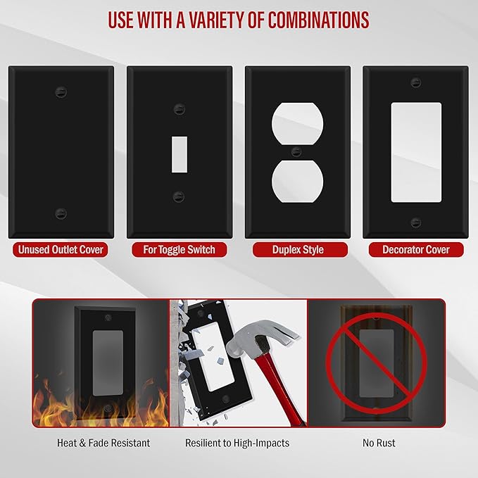 ENERLITES Decorator Switch Metal Wall Plate, Outlet Cover, Corrosion Resistant - Image 6