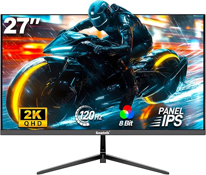 Gawfolk Gaming Monitor 27 inch QHD IPS, PC Screen 120Hz 2K, Ultra-Thin Zero - Image 8