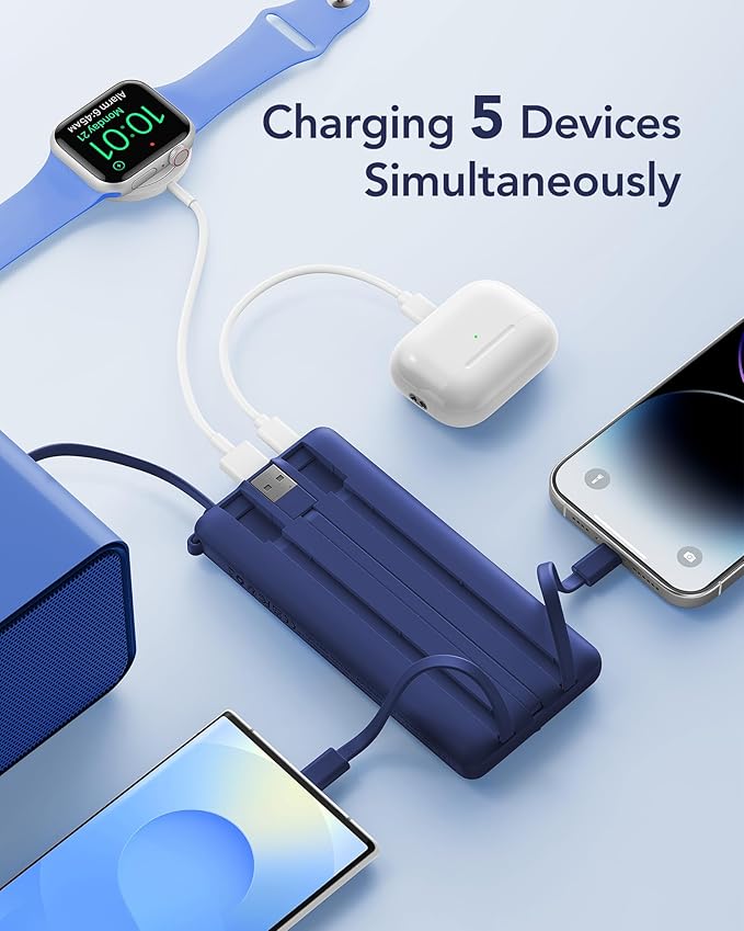 VRURC Portable Charger for iPhone, USB C Power Bank 10000mAh, Slim Travel - Image 4