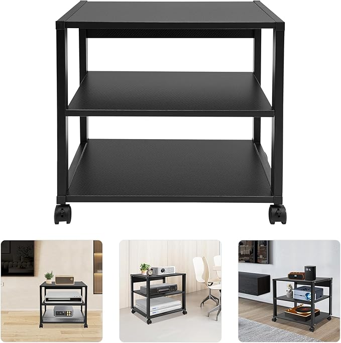 3-Tier AV Media Stand Rack, Mobile & Space-Saving Design, DVD Players, - Image 4