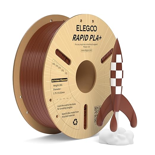 ELEGOO Rapid PLA Plus Filament 1.75mm Brown 1KG, PLA+ 3D Printer Filament by ELEGOO