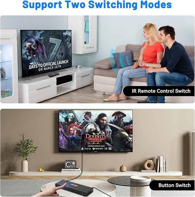 HDMI Switch 7 in 1 Out 4K@60Hz, 7 Port HDMI Switcher Selector Support HDR & - Image 6