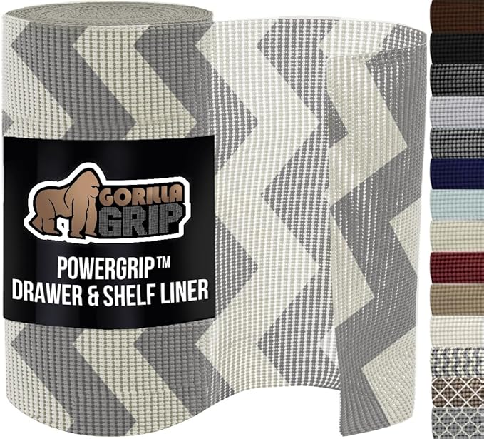 GORILLA GRIP powerGRIP Drawer Shelf and Cabinet Liner, Thick Strong Hold by GorillaGrip