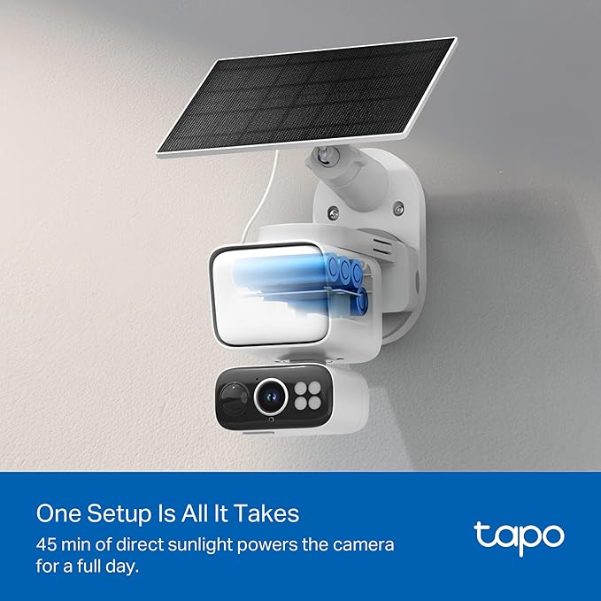 Tapo 2K Dimmable Floodlight Security Camera Outdoor Wireless w/Solar Panel - Image 7