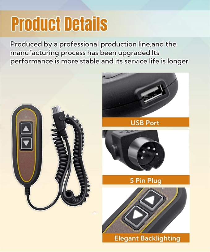 AWTURBO 2 Button 5 Pin Remote Replace Model ZK1200-HC Power Recliner Lift Chair - Image 4