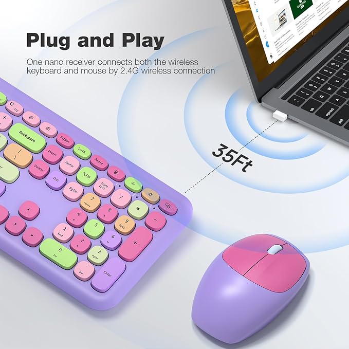MOFII Wireless Keyboard and Mouse Combo, 2.4G Silent Cordless Slim Full Size - Image 2